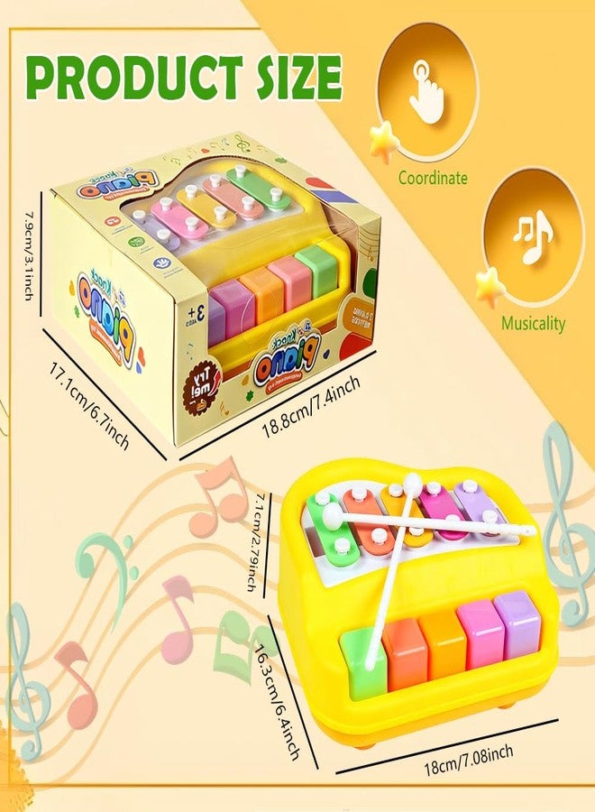 Liyujuping 2 in 1 Xylophone for Toddlers, Baby Xylophone Piano Toy with 5 Multicolored Key Scales and Two Mallets for Kids, Educational Musical Learning Instruments Toy for Boys and Girls (Yellow) - Image 3